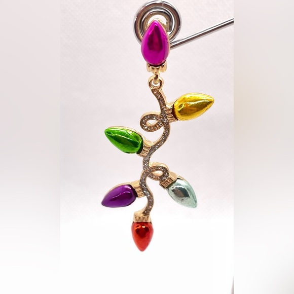 Beautiful Christmas String Lights Earrings! Long Dangling Metallic Lights! New! - Picture 6 of 12